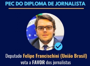 Deputado Felipe Francischini garante apoio  PEC do diploma