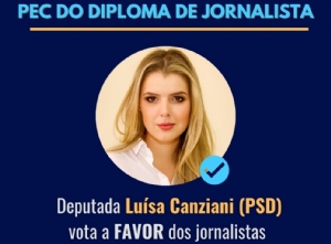 Lusa Canziani confirma voto a favor da PEC do diploma de jornalista